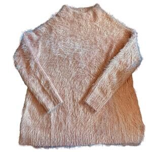 Soft Surroundings Cumulous Pullover Size MEDIUM Rose Blush Pink Fuzzy Sweater